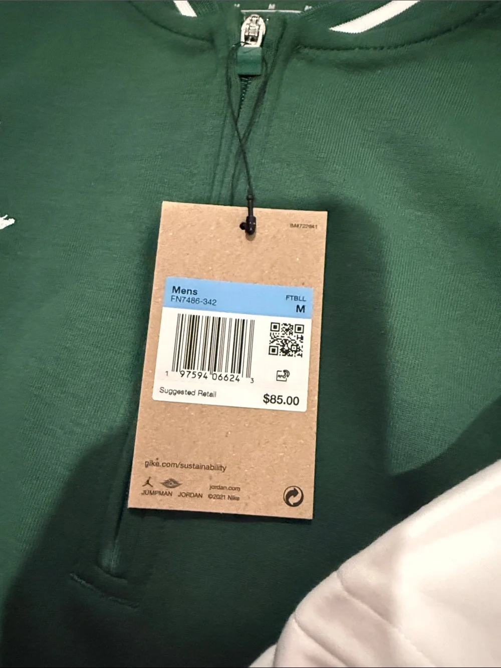 Jordan Green and White Colorblock 1/4 zip Pullover
